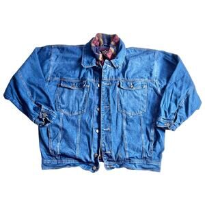 Vintage Santa Fe Outback Denim Jacket Men XL Lined Heavy Native Southwest